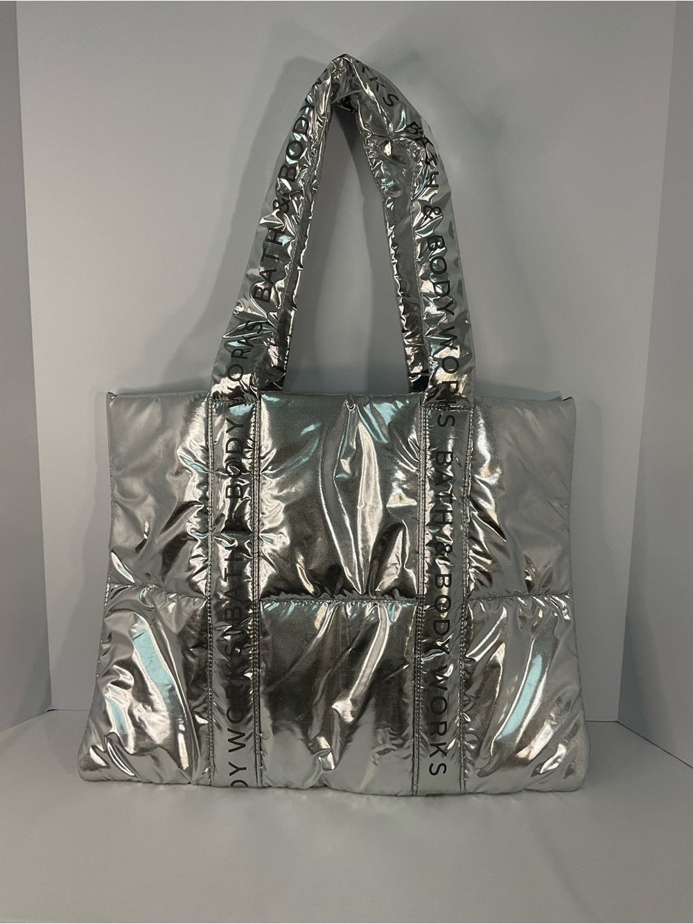 Metallic Silver Puffer Tote Bag - Bath & Body Works
